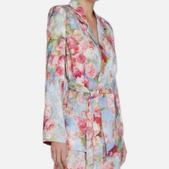 L'agence Ciara Wrap Top Multi Soft Cloud Floral Blazer Jacket - Picture 1 of 4